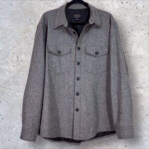 Pendleton Mens Virgin & Lambs Wool Lined Shirt Shacket XL Charcoal Gray Western
